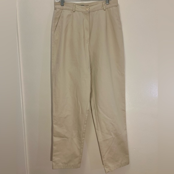 L.L. Bean Women’s Original Fit Size 12 Khaki Pleated Slacks - Picture 1 of 5